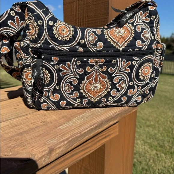 Vera Bradley Black and Tan Paisley Shoulder Bag - Picture 2 of 13